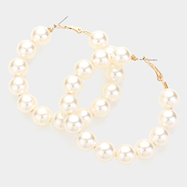 Pearl Ball Hoop Earrings