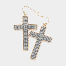 Beaded Cross Dangle Earrings