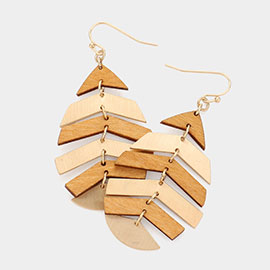 Wood Leaf Dangle Earrings