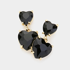 Heart Stone Cluster Dangle Earrings