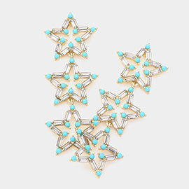 Rainbow Triple Star Link Dangle Earrings