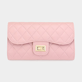 Quilted Flap Evening Clutch Bag / Crossbody Bag