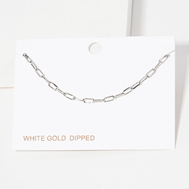 White Gold Dipped Open Metal Oval Link Bracelet