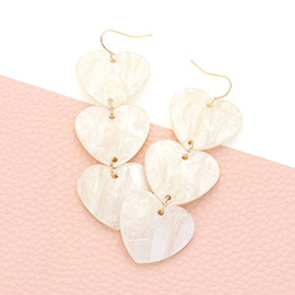 Acetate Pearl Heart Link Dropdown Earrings