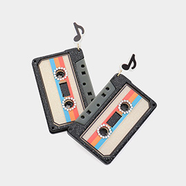 Resin Cassette Tape Music Dangle Earrings