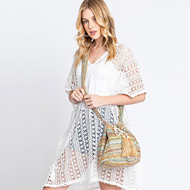 Multi Color Striped Bucket Bag