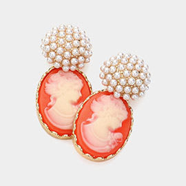 Pearl Cameo Dangle Earrings