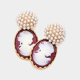 Pearl Cameo Dangle Earrings