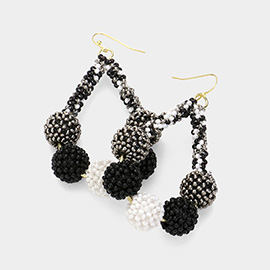 Seed Beaded Ball Teardrop Dangle Earrings