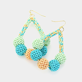 Seed Beaded Ball Teardrop Dangle Earrings