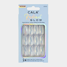 24PCS - Radiant Glow White Chrome Almond Press on Nail Set