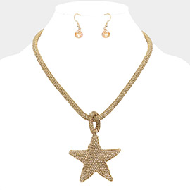 Stone Paved Star Pendant Necklace