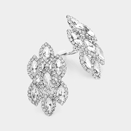 Marquise Stone Embellished Clip On Earrings