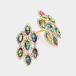 Marquise Stone Embellished Clip On Earrings