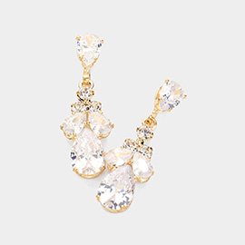 Marquise CZ Stone Pointed Evening Earrings