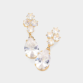 Teardrop CZ Stone Dangle Evening Earrings