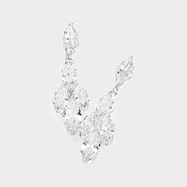 Marquise CZ Stone Pointed Evening Earrings