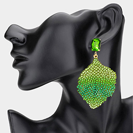 Rhinestone Embellished Leaf Dangle Earrings