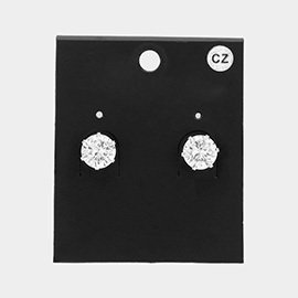 Round CZ Stone Stud Earrings