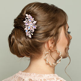 Marquise Stone Accented Flower Hair Comb