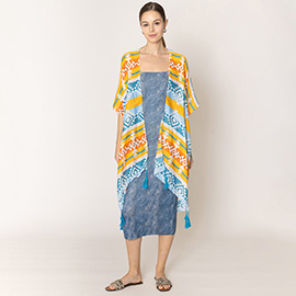 Aztec Print Kimono Poncho