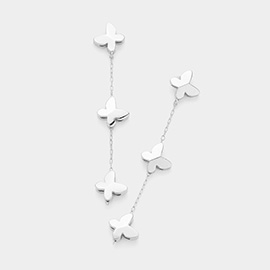 Metal Butterfly Station Dropdown Earrings