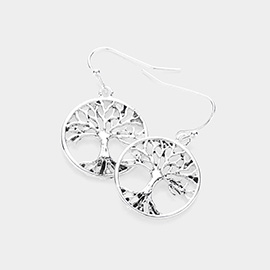 Metal Tree Of Life Dangle Earrings