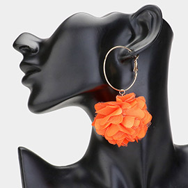 Fabric Rose Dangle Earrings