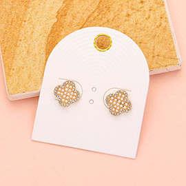 Pearl Embellished Quatrefoil Stud Earrings