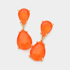 Double Teardrop Link Dangle Evening Earrings