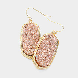 Hexagon Druzy Dangle Earrings