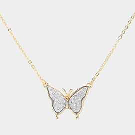 Butterfly Druzy Pendant Necklace