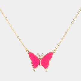 Butterfly Druzy Pendant Necklace