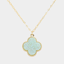 Druzy Quatrefoil Pendant Necklace