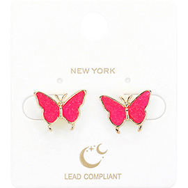 Druzy Butterfly Stud Earrings