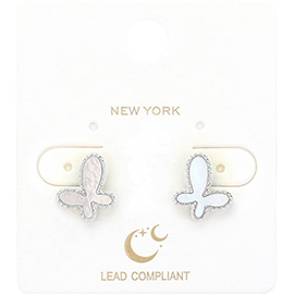 Mother Of Pearl Butterfly Stud Earrings