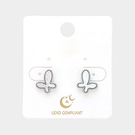 Mother Of Pearl Butterfly Stud Earrings