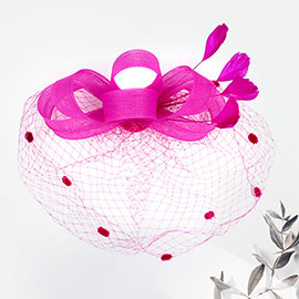 Feather Mesh Bow Fascinator / Headband