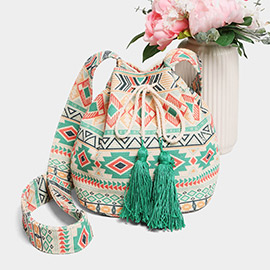 Tribal Crossbody Bucket Bag