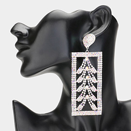 Rhinestone Paved Oversized Frame Evening Earrings