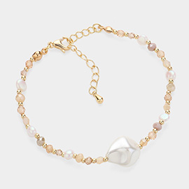 Pearl Pointed Faceted Bead Strand Bracelet