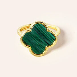 14K Gold Dipped Enamel Quatrefoil Ring