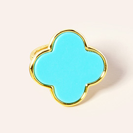 14K Gold Dipped Enamel Quatrefoil Ring