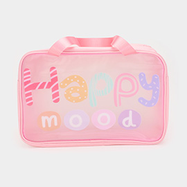 HAPPY MOOD Message Printed Translucent Mesh Divided Shoulder Bag / Tote Bag