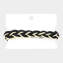 Unisex Wax Rope Genuine Leather Braided Adjustable Bracelet