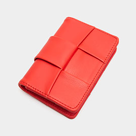 Faux Leather Weave Card Holder Wallet