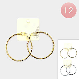 12PAIRS - Texture Metal Hoop Earrings