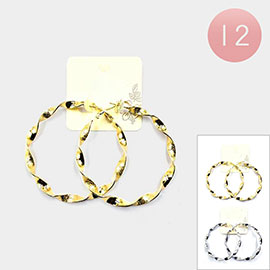 12PAIRS - Twisted Metal Hoop Earrings