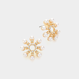 Pearl Starburst Stud Earrings