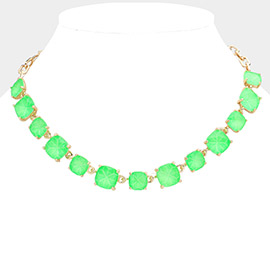 Cushion Square Stone Link Evening Necklace